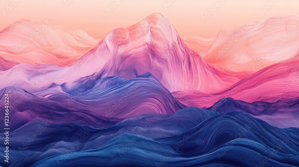Poster digital background with wavy surface. 3d futuristic landscape with particles. sound waves data vecto