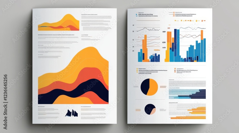 Poster graphical business report vector template with modern style charts and graphs