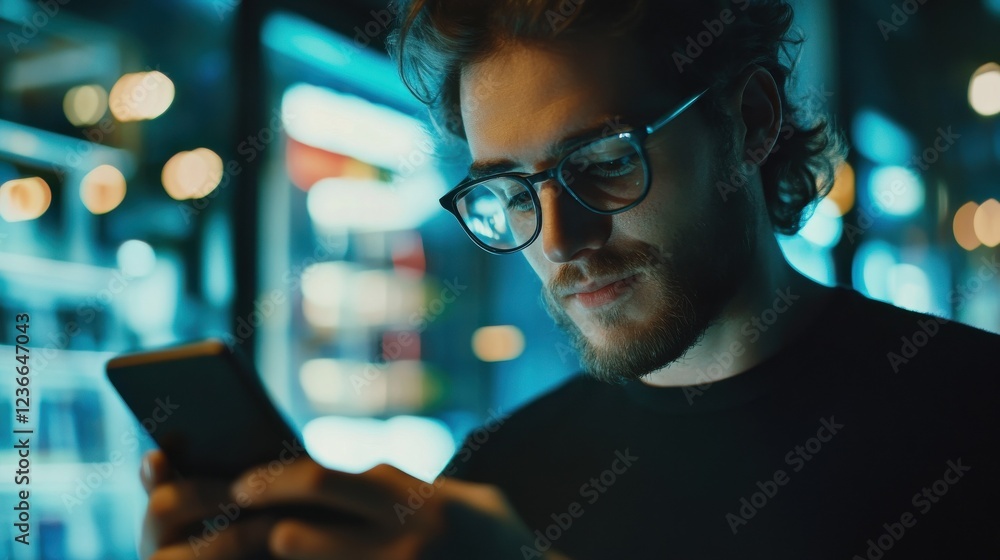 Poster crypto trader investor broker using smartphone app analyzing financial data stock market price on ce