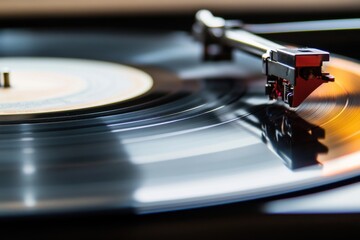 Classic gramophone playing timeless music on a sleek white background with clear studio lighting