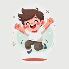 vector of small children jumping happily