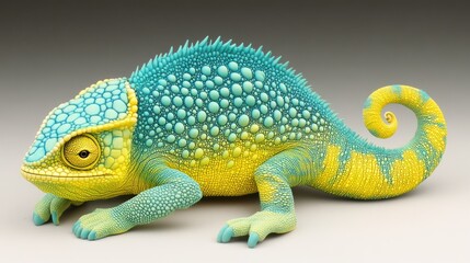 Obraz premium Vibrant Chameleon Sculpture: A Masterpiece of Artistic Detail