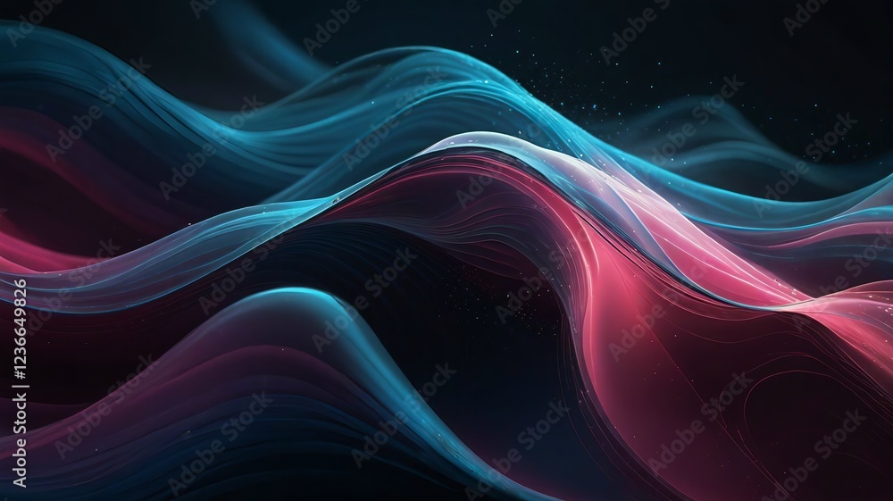 Aufkleber colorful abstract fractal waves with flowing energy and dynamic patterns in black and blue