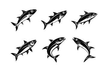 sardine fish design, labeled vector silhouette illustration.