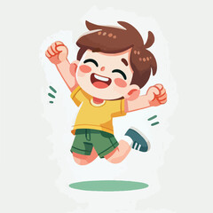 vector of small children jumping happily
