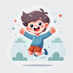 vector of small children jumping happily