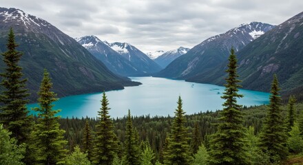 Serene Mountain Lake Landscape with Majestic Peaks