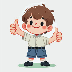 vector of little boy giving a thumbs up