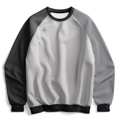 Gray and black sweatshirt mockup folded on white background, perfect for showcasing designs or brands