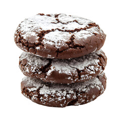 Soft Chocolate Cookies with Powdered Sugar Finish Isolated on Transparent Background