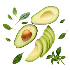 Avocado Slices On White Background