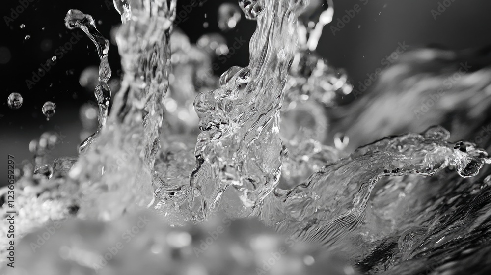 Leinwandbilder water droplets creating ripples in a circular pool under bright daylight in a serene outdoor setting