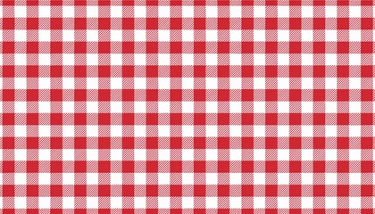 Red white tablecloth pattern lines. Gingham seamless pattern. Christmas backgroound. Strokes texture for textile shirt plaid, tablecloth, cloth, blanket, paper, makeup. Checkered print. 