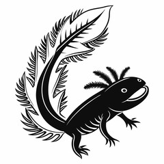 Axolotl vector silhouette black design white background