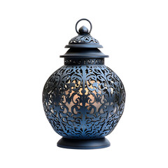 Blue Decorative Garden Lantern Isolated on Transparent Background