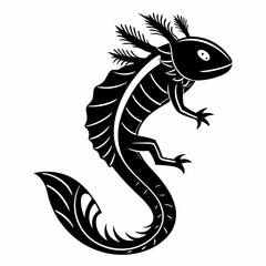 Axolotl vector silhouette black design white background