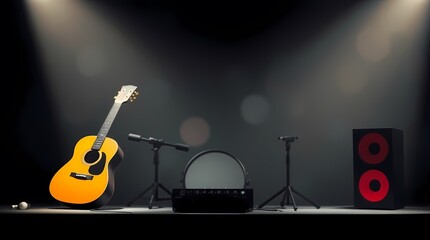Naklejka premium electric guitar and microphone