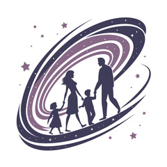 Happy family silhouettes vector illustration on isolated white background