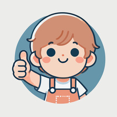 vector of little boy giving a thumbs up