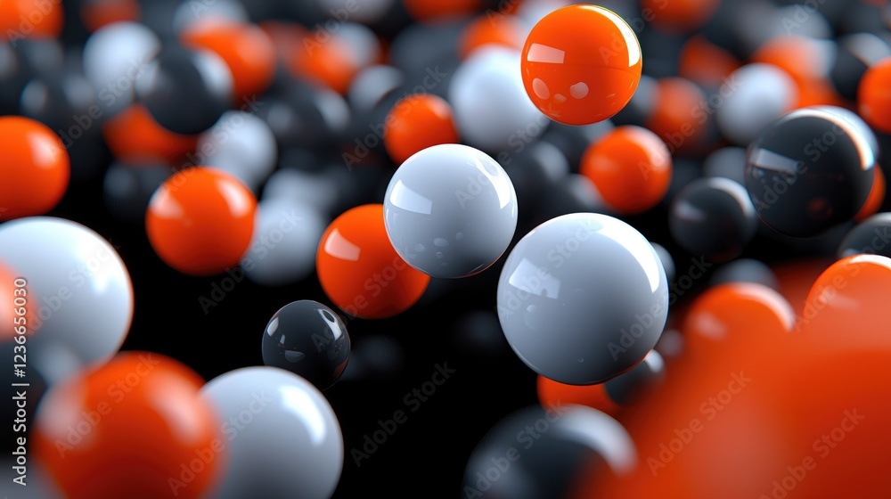 Poster dynamic motion of colorful spheres abstract environment 3d graphics vivid colors close-up artistic v