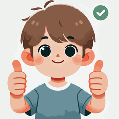 vector of little boy giving a thumbs up