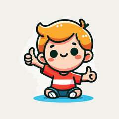 vector of little boy giving a thumbs up