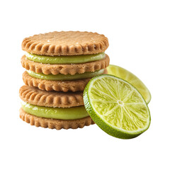 Cookies with Lime Filling Stack Isolated on Transparent Background