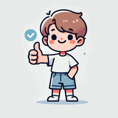 vector of little boy giving a thumbs up