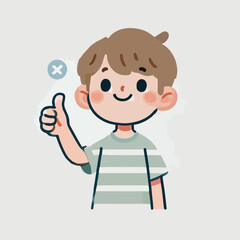 vector of little boy giving a thumbs up