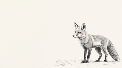 Fototapeta premium Charming Illustration of a Fox Gracefully Standing Amidst Lush Green Grass in a Natural Habitat Capturing the Essence of Wildlife and Serenity in a Peaceful and Vibrant Outdoor Setting