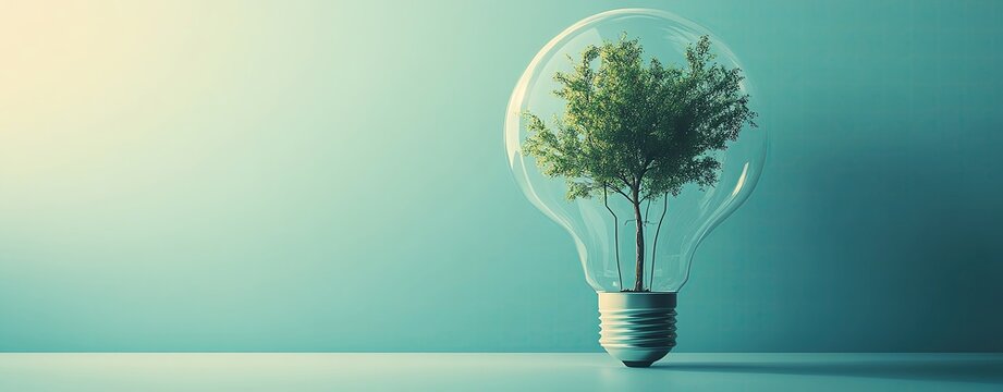 Light bulb with a growing plant inside.