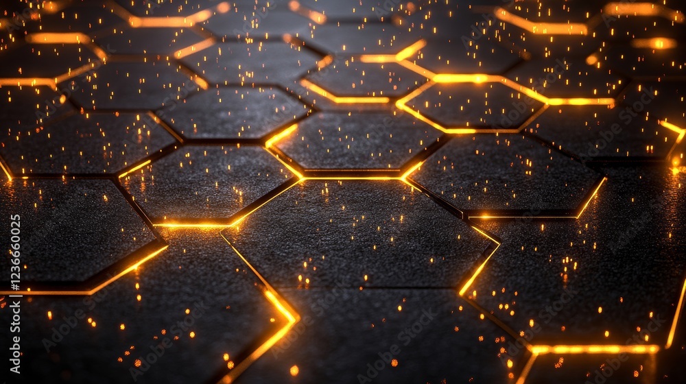 Poster abstract background, futuristic glowing hexagonal pattern for technology, sci-fi designs