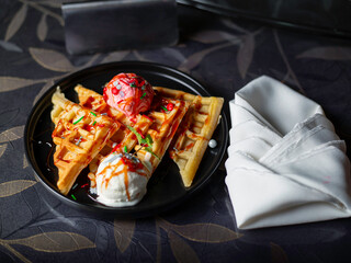 dessert and cream gourmet served