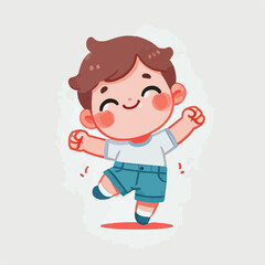 vector of small children dancing happily