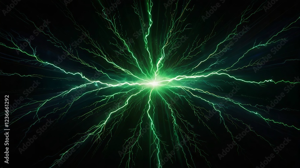 Poster glowing abstract light explosion with stars and fractal patterns