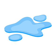 Puddle of water, spill liquid flat design. Vector illustration of a water puddle, featuring a simple and clean design