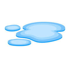 Puddle of water, spill liquid flat design. Vector illustration of a water puddle, featuring a simple and clean design