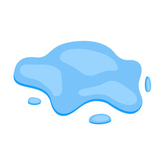 Puddle of water, spill liquid flat design. Vector illustration of a water puddle, featuring a simple and clean design