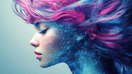 Artificial intelligence concept with a creative brain background - futuristic digital brain visualization with neural network connections and data streams representing advanced technology and ai inno