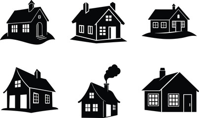 home set of silhouette. home icon set vector on white background
