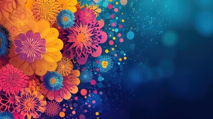 Vivid Colorful Floral Design Abstract Art