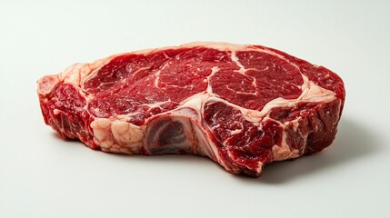 Fresh Raw Ribeye Steak Isolated on White Background for Culinary, Cooking, and Meat Preparation Usage in Stock Photography and Food Artistry
