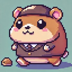 vector design of hamster character wearing a suit, pixel art