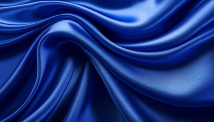 Fototapeta premium Deep blue silk satin fabric. Elegant abstract background. Liquid wave effect or silk with soft wavy folds.