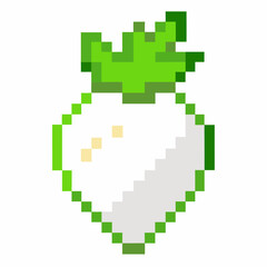 Pixel Art Turnip   Retro 8 Bit Vegetable Icon Design for Video Games and Digital Art