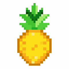 Fototapeta premium Retro Pixel Art Pineapple Vibrant 8 Bit Fruit Illustration on White Background