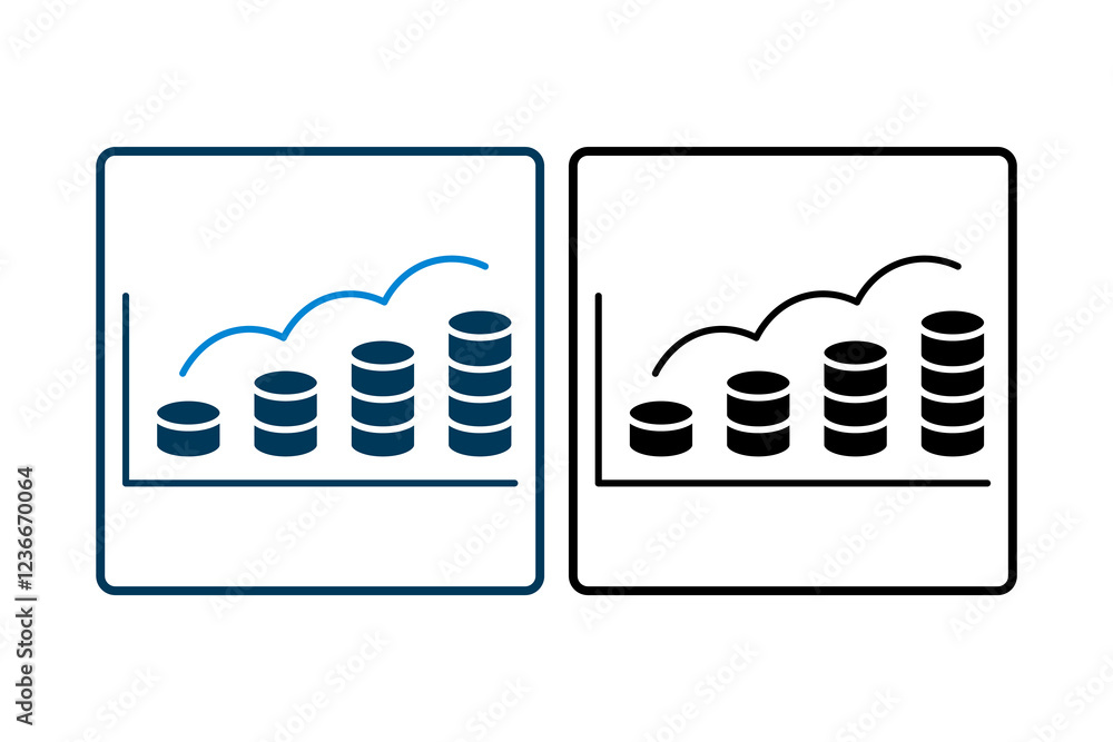 Poster coin chart up icon. icon related to graph and seo . suitable for web site, app, user interfaces, pri