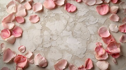 Delicate Pink Petals on Textured Neutral Surface Background