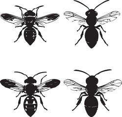 Set Bees. Hand drawn vector illustration	