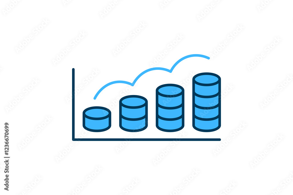Poster coin chart up icon. icon related to graph and seo . suitable for web site, app, user interfaces, pri